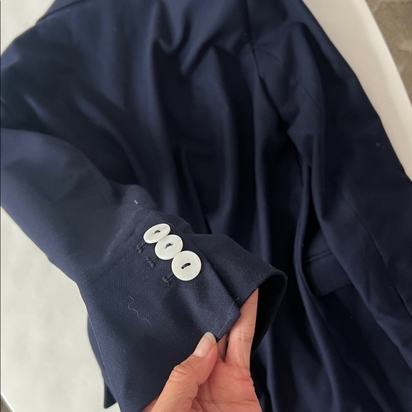 ZARA NAVY BLUE DOUBLE BREASTED LONG MINIMALIST BLAZER JACKET Medium - Picture 9 of 10